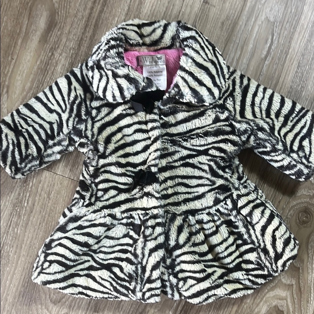 Widgeon Stylish Zebra Print Kids Faux Fur Coat 9M